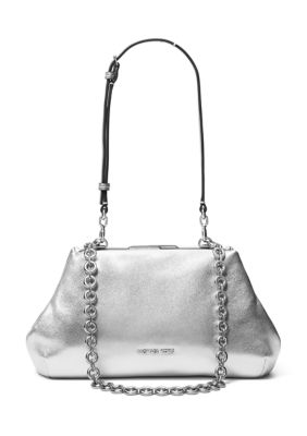 Michael Kors Goldie Small Cloud Frame Clutch, Silver