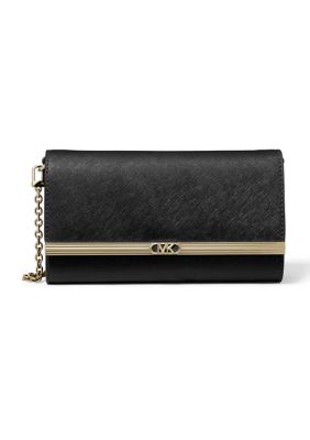 Michael Kors Mona Large Metallic Leather Clutch - Pale Gold