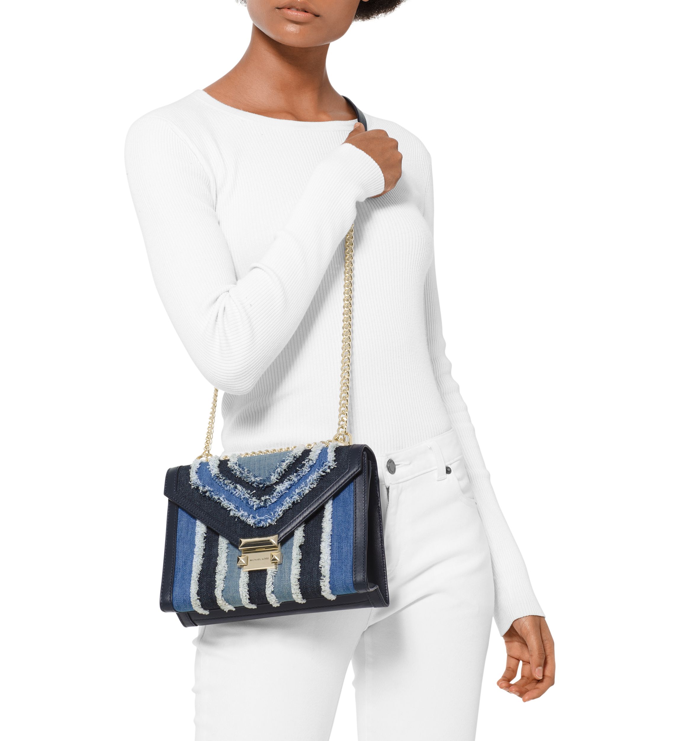 Whitney Large Denim Shoulder Bag