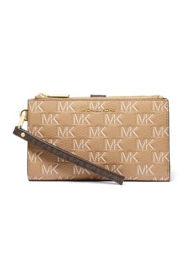  Michael Kors Jet Set Double Zip Phone Wristlet Wallet MK  Signature Black Brown : Clothing, Shoes & Jewelry