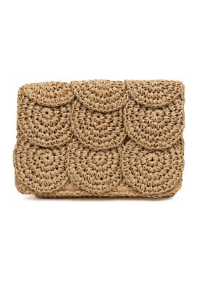 Woven Circle Flap Shoulder Bag