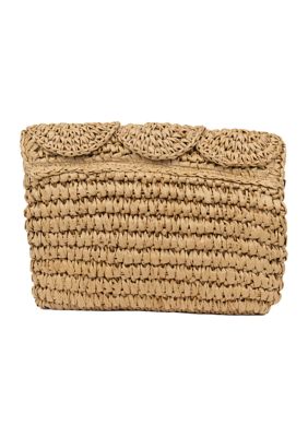 Woven Circle Flap Shoulder Bag