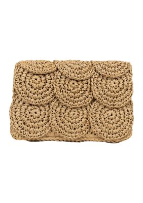 Woven Circle Flap Shoulder Bag