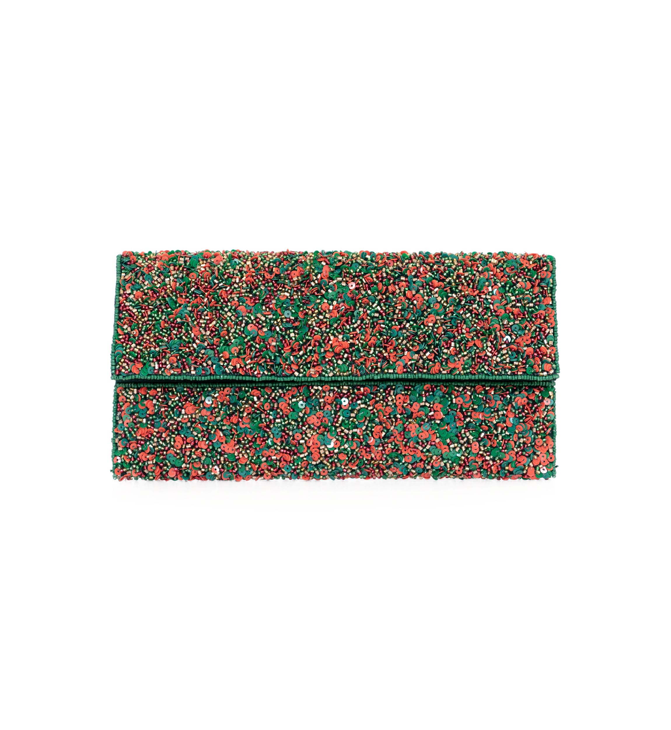 Beaded Half Flap Clutch