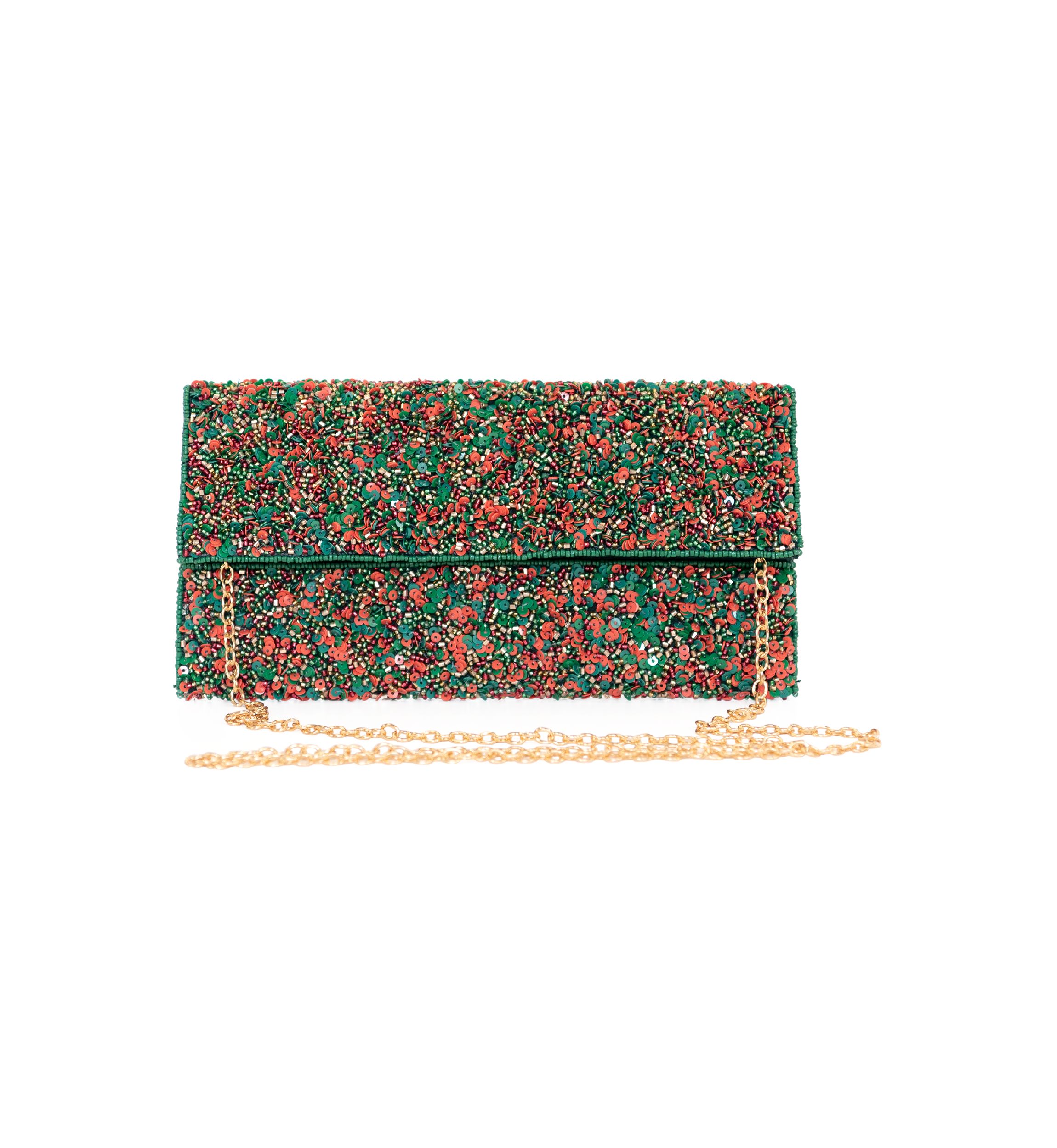 Beaded Half Flap Clutch