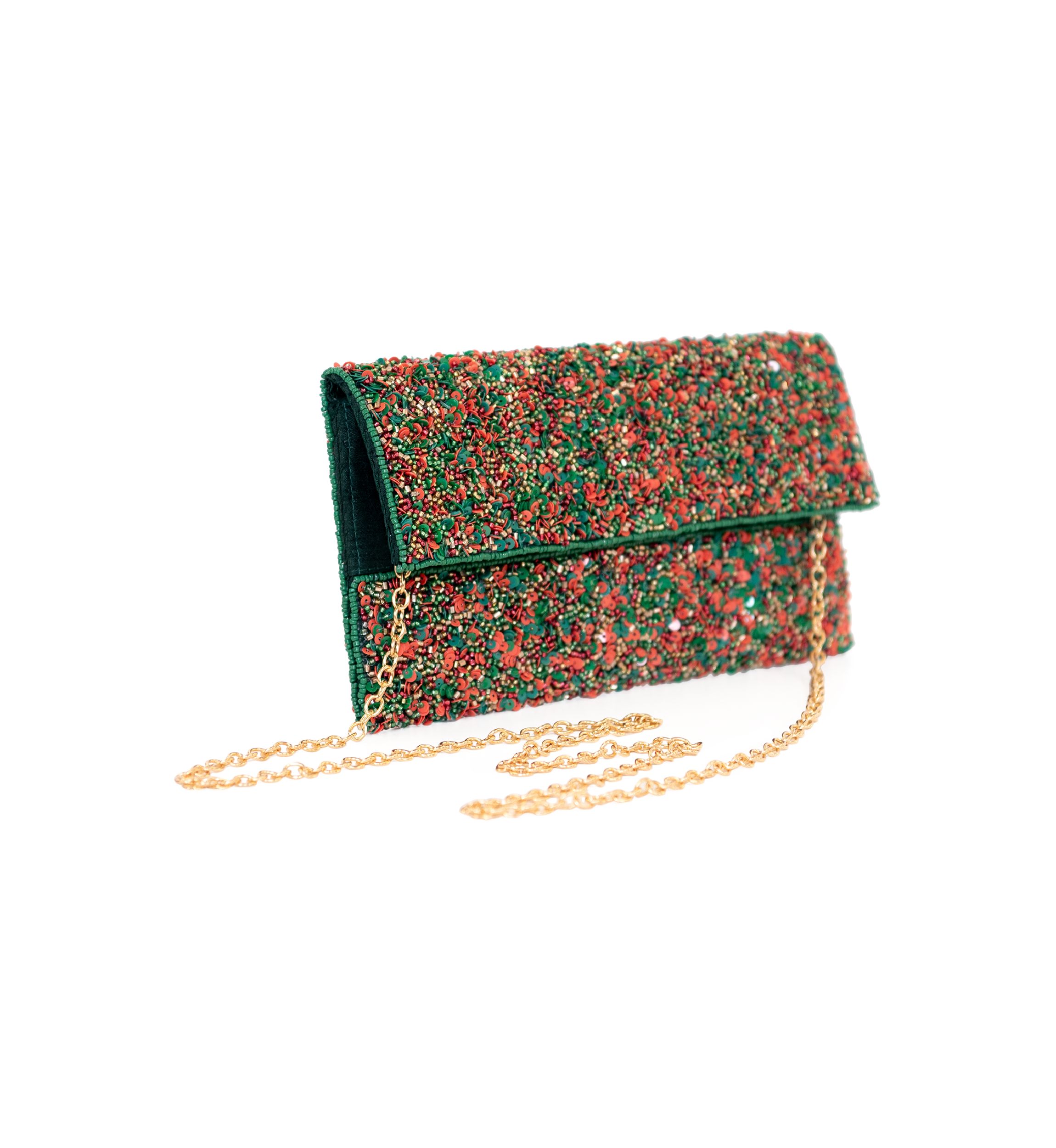 Beaded Half Flap Clutch