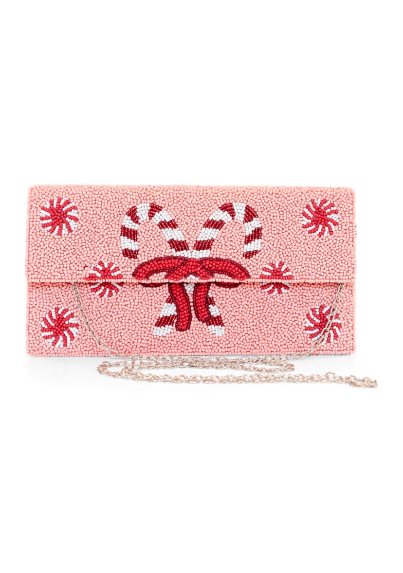  Beaded Half Flap Clutch