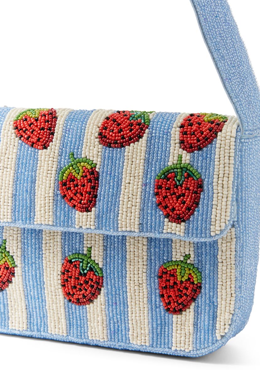 SOL and MER Beaded Strawberry Striped Shoulder Bag | Belk