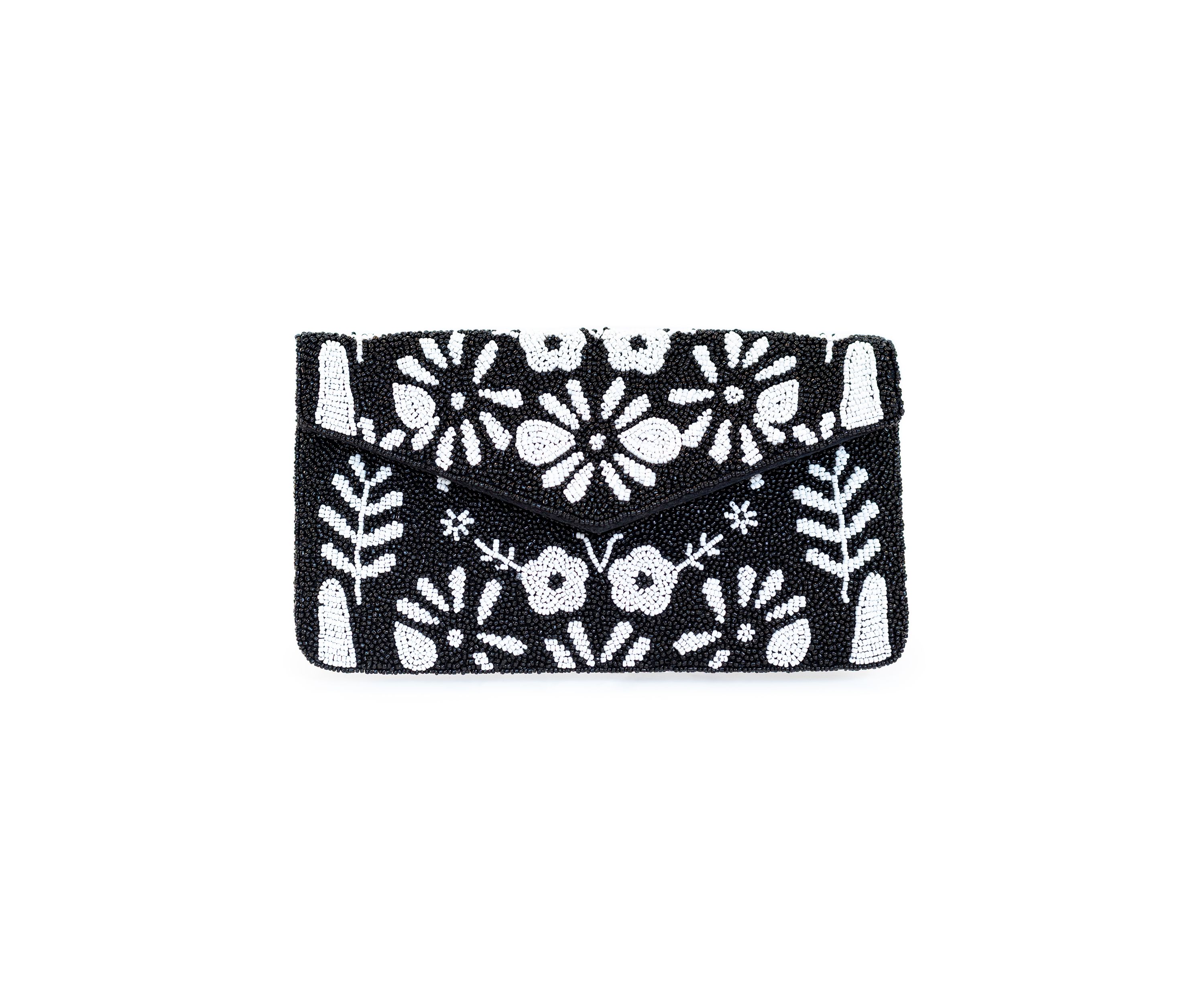 Beaded Clutch with Crossbody Strap 