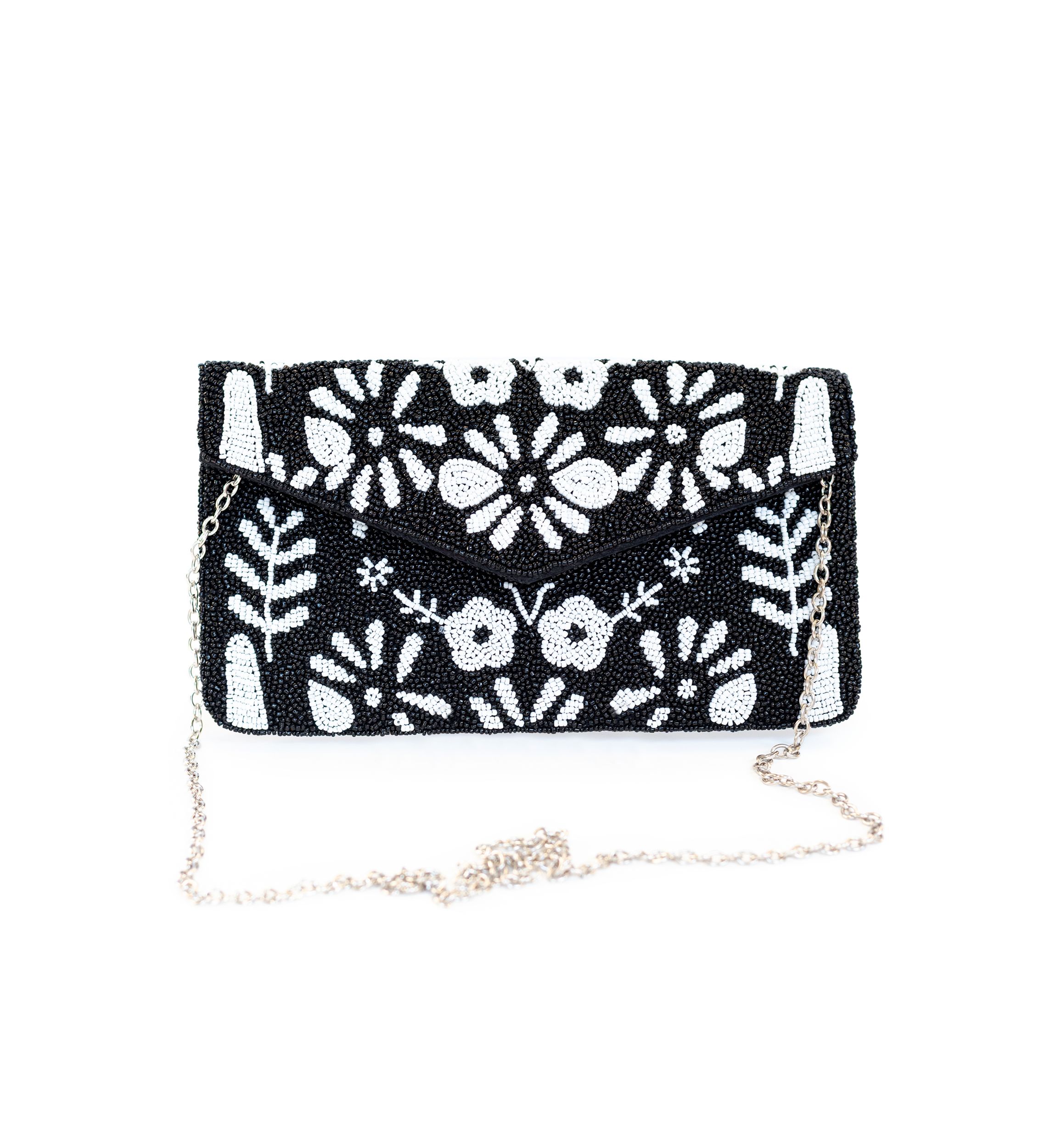 Beaded Clutch with Crossbody Strap 