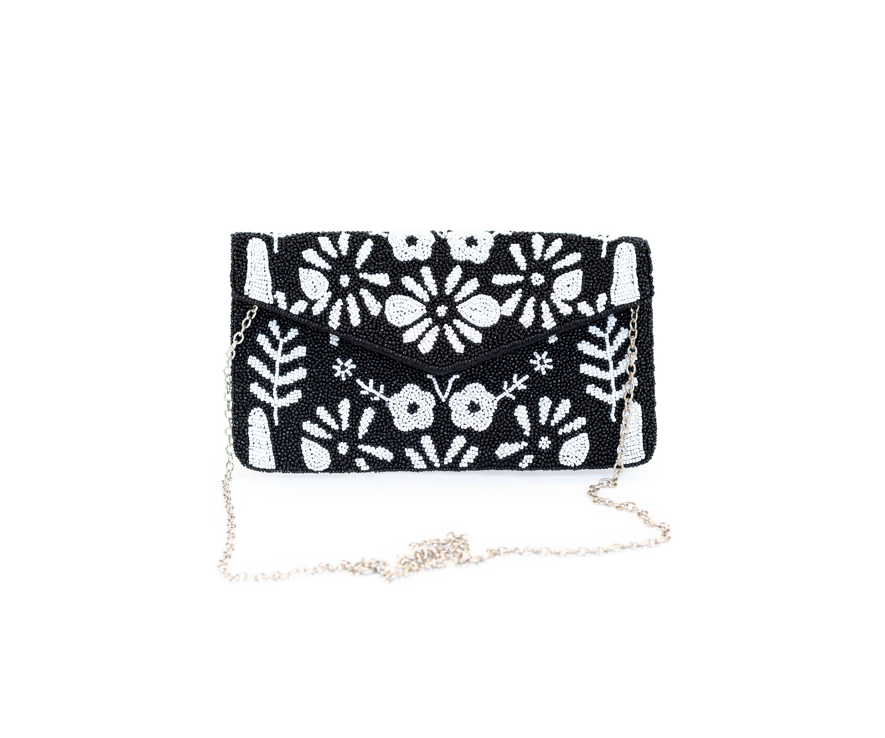 Beaded Clutch with Crossbody Strap 
