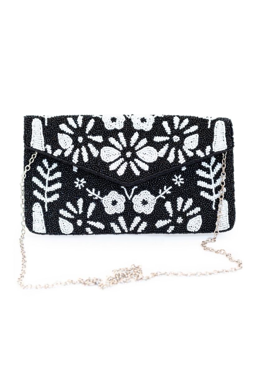 Beaded Clutch with Crossbody Strap 