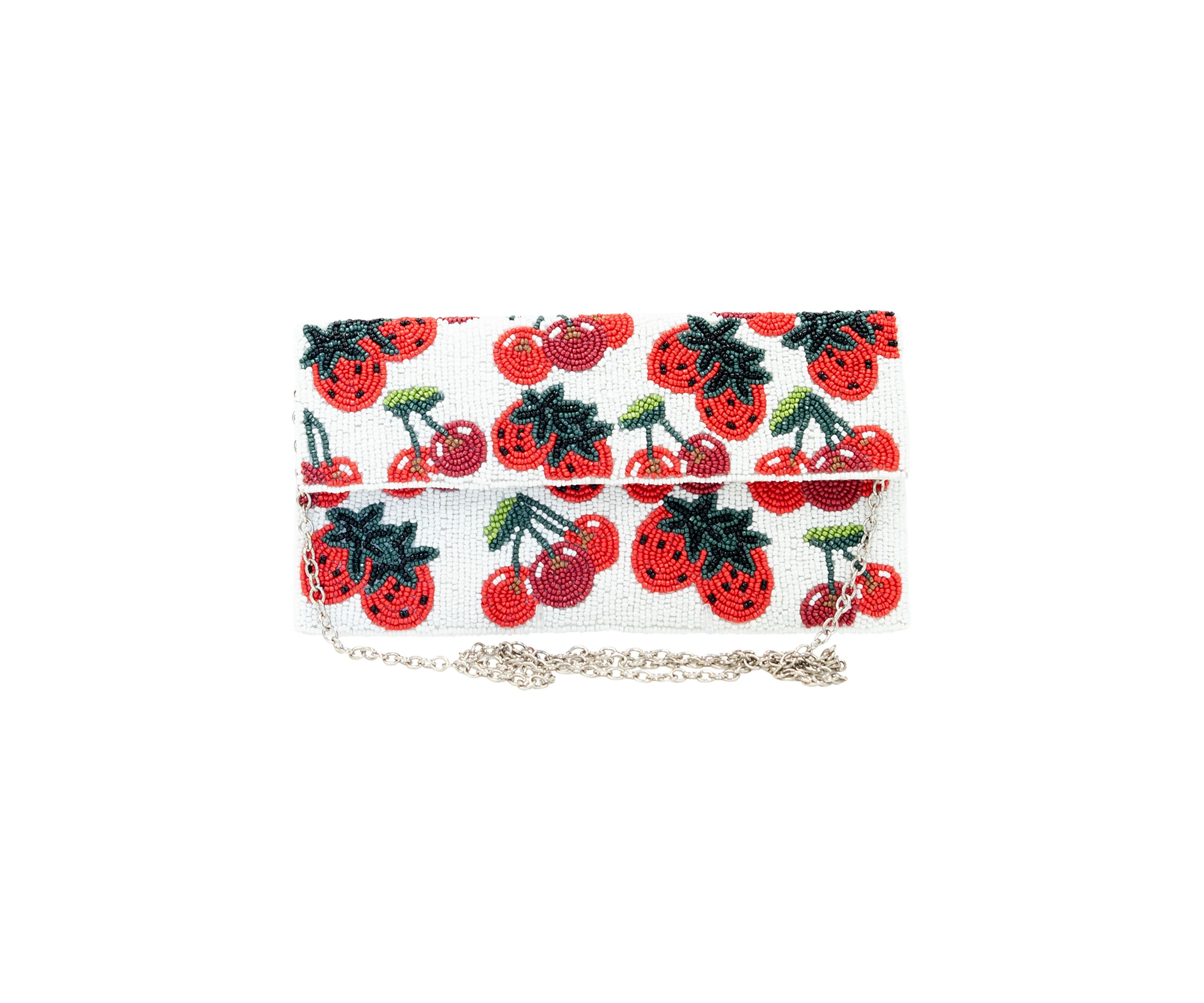 Fruit Beaded Clutch with Crossbody Strap