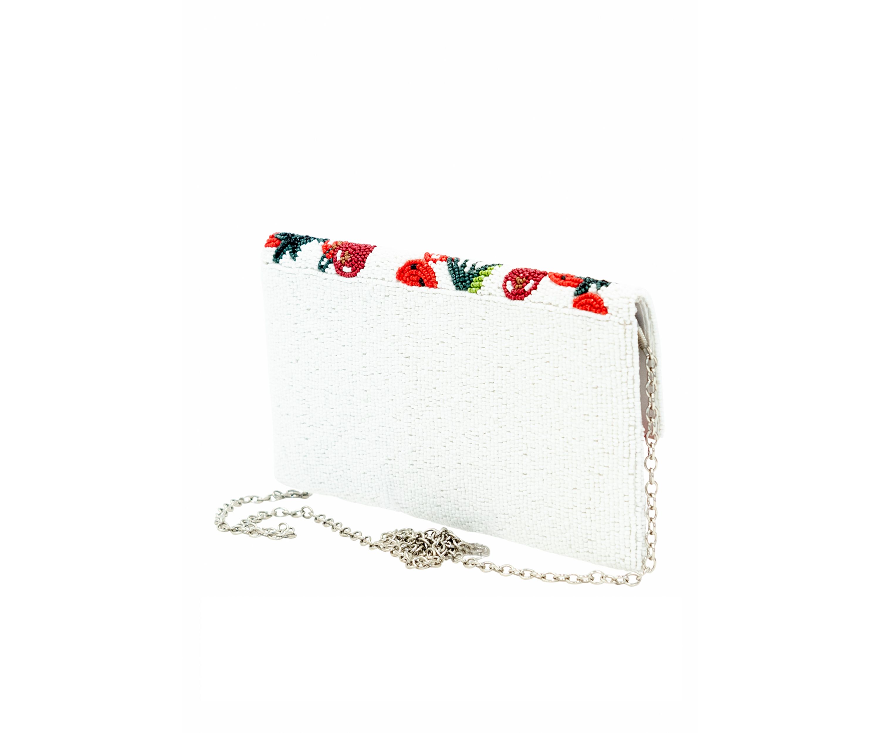 Fruit Beaded Clutch with Crossbody Strap