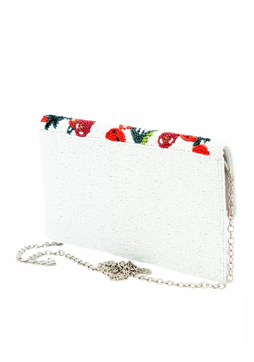 Fruit Beaded Clutch with Crossbody Strap