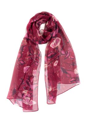 BCBG Generation Women's Ikat Leaf Oblong Printed Scarf