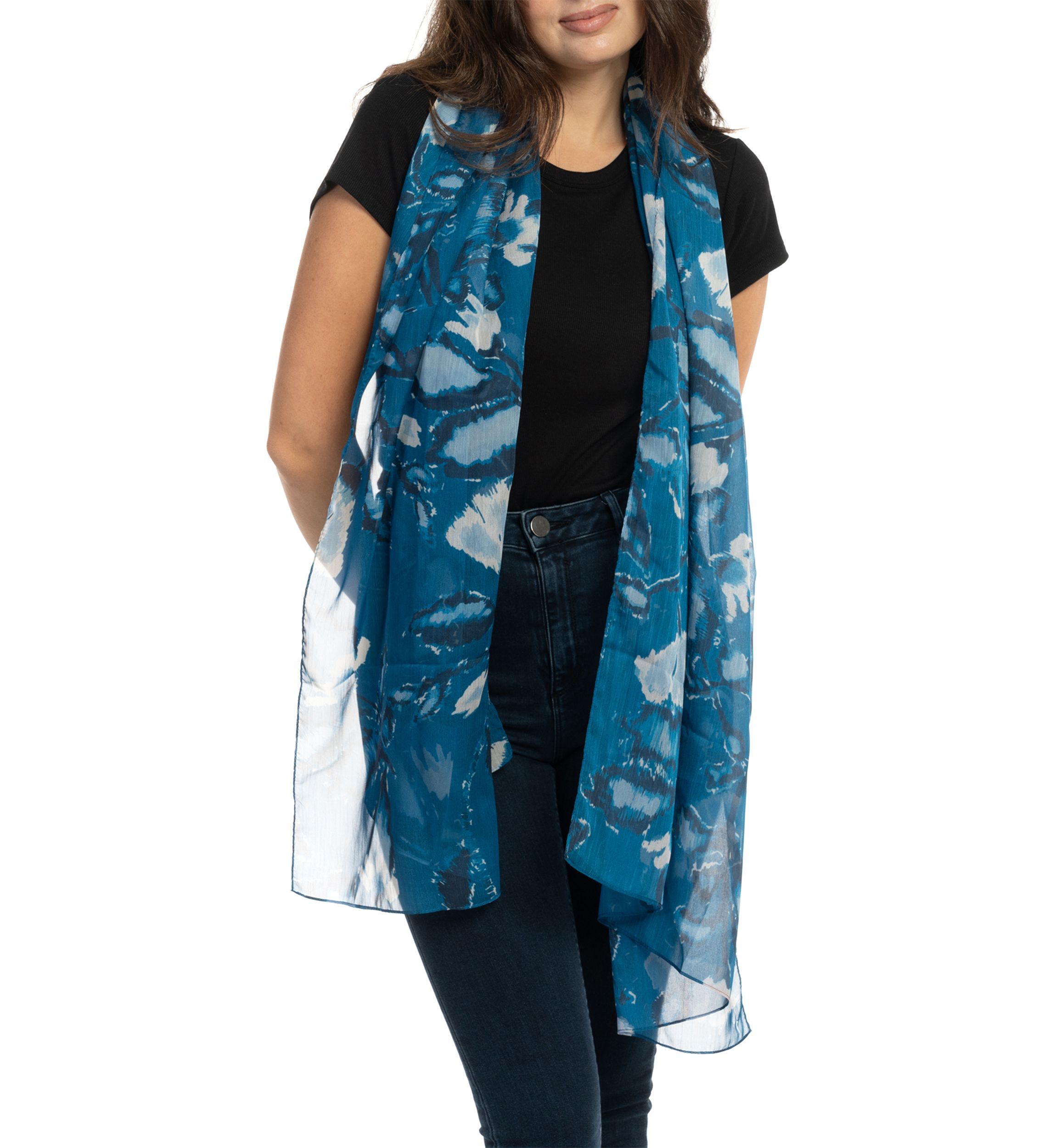 Ikat Leaf Oblong Printed Scarf
