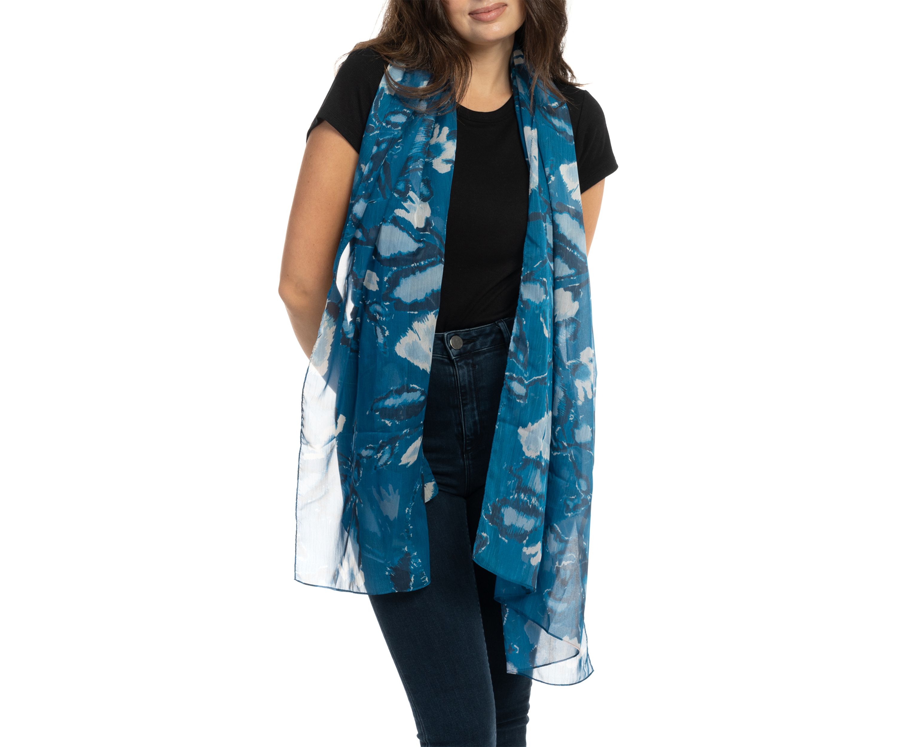 Ikat Leaf Oblong Printed Scarf