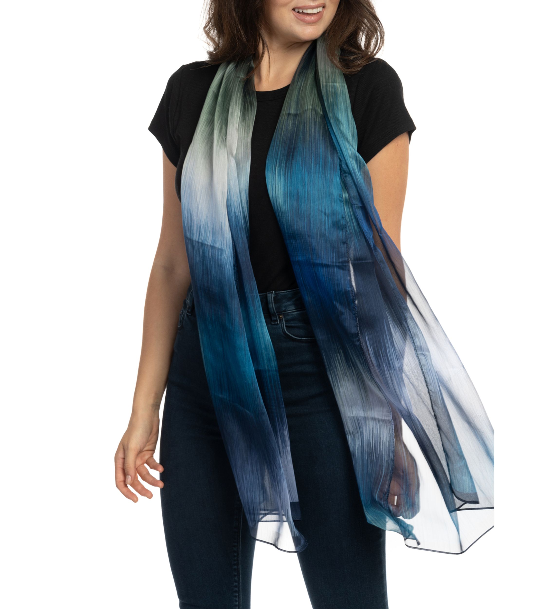 Blur Dyed Oblong Printed Scarf