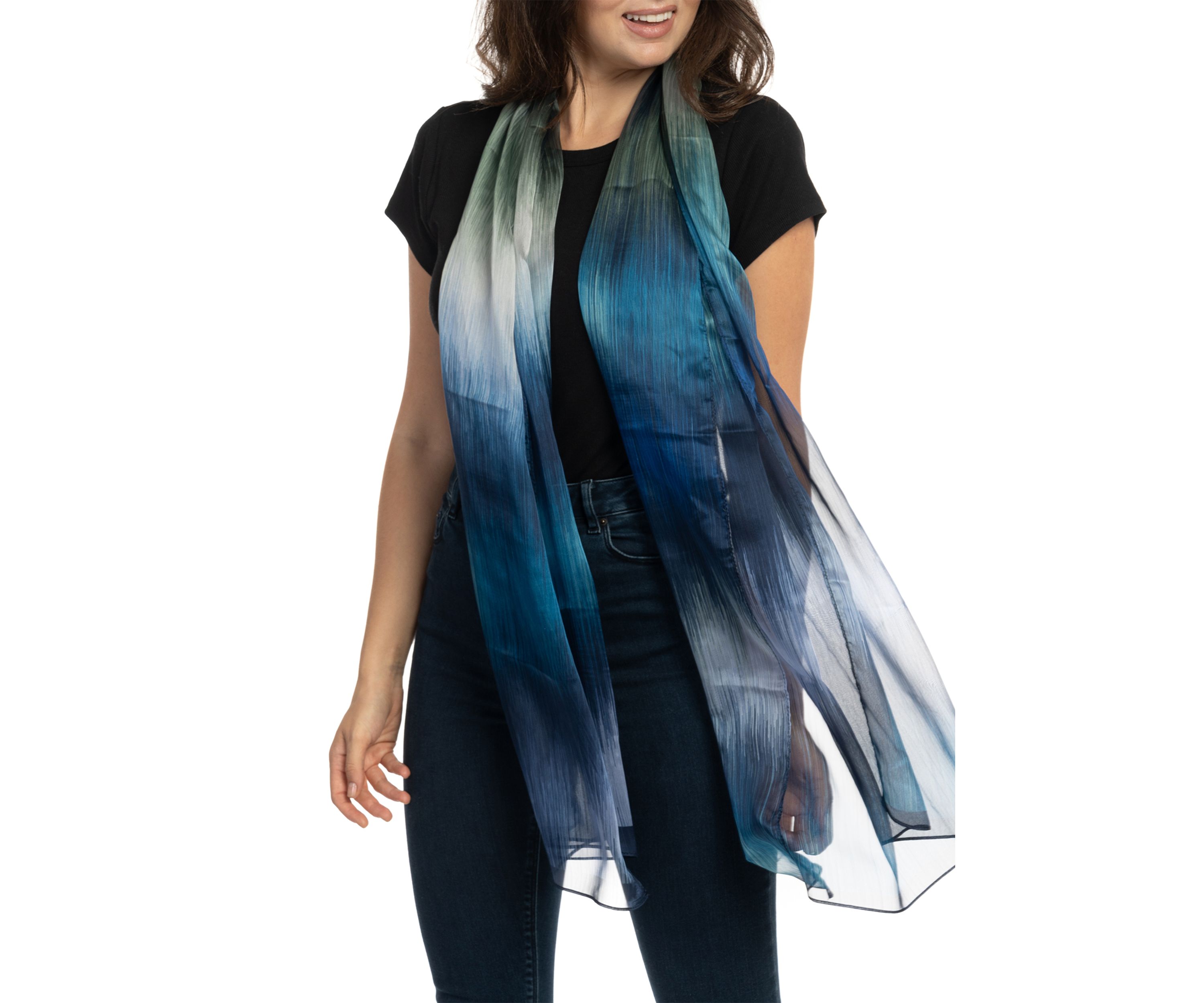 Blur Dyed Oblong Printed Scarf
