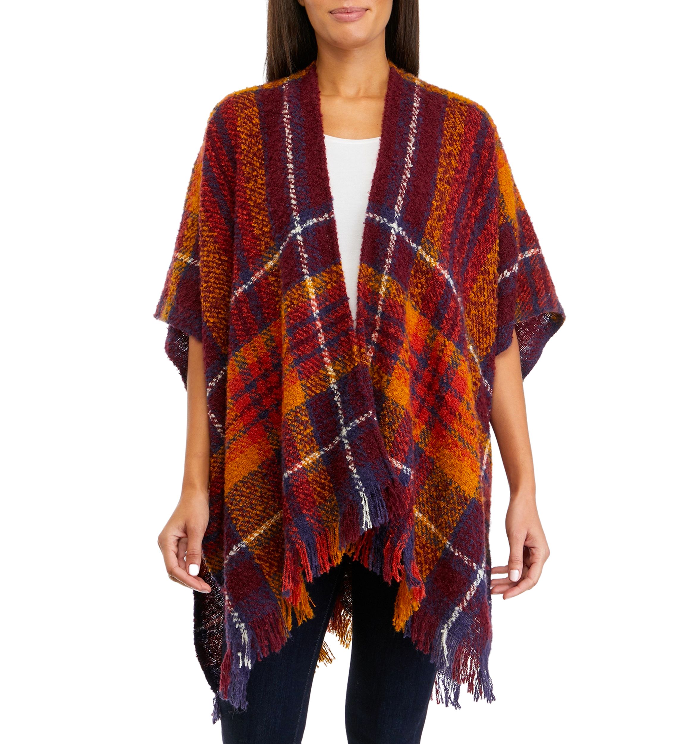 Womens Plaid Open Topper
