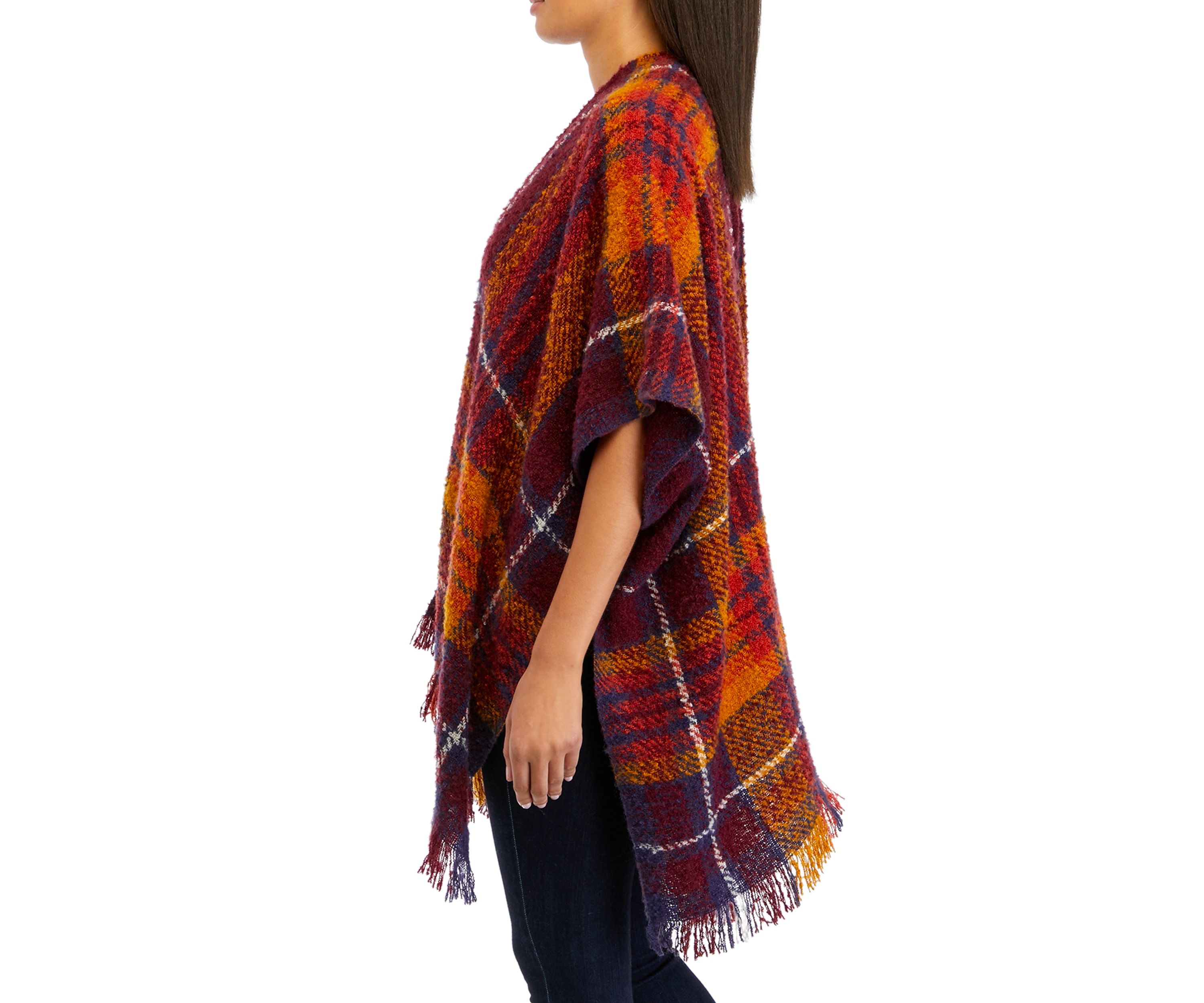 Womens Plaid Open Topper