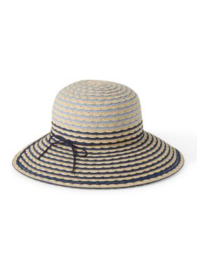Nine West Women's Textured Striped Brimless Floppy Hat, Blue