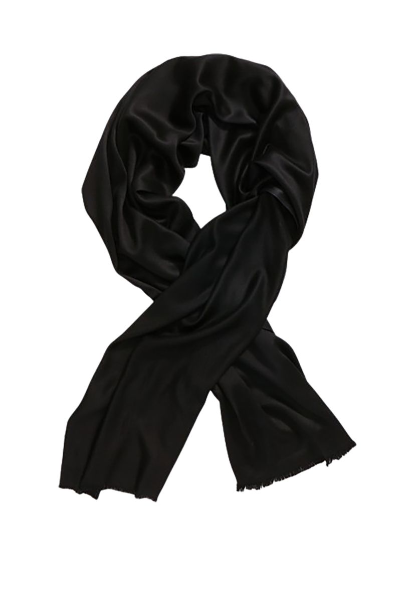 Satin Pashmina Self Fringe Scarf