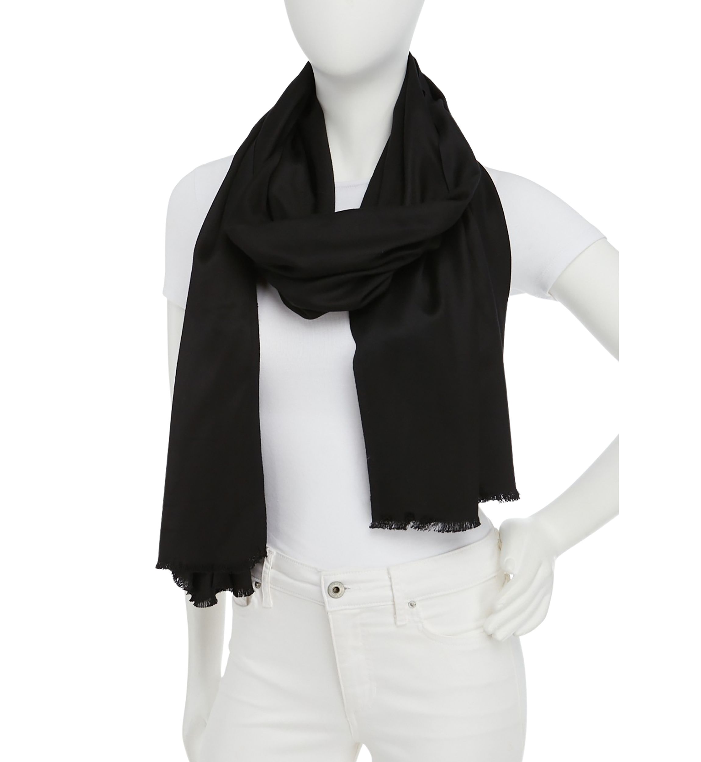 Satin Pashmina Self Fringe Scarf