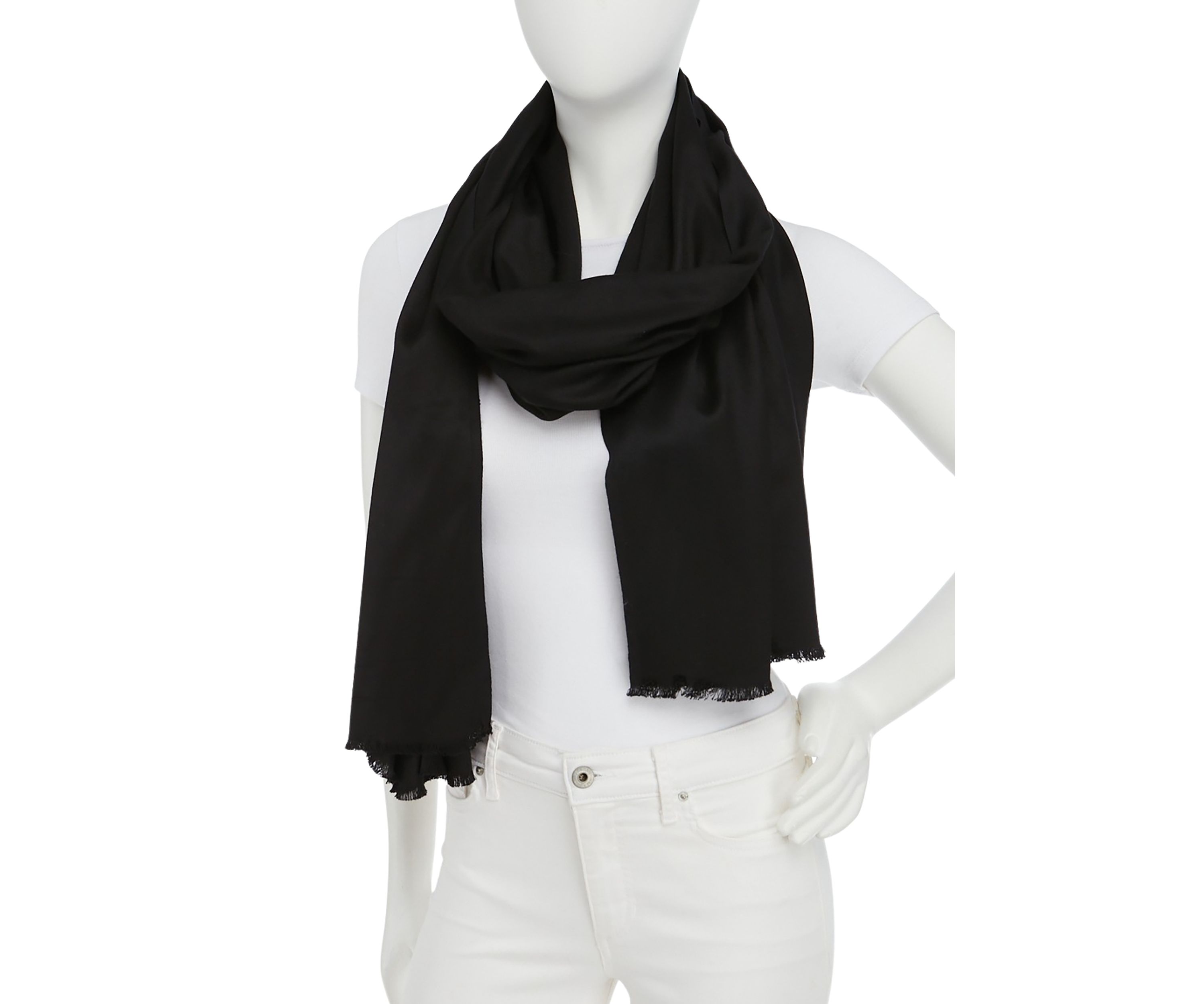 Satin Pashmina Self Fringe Scarf