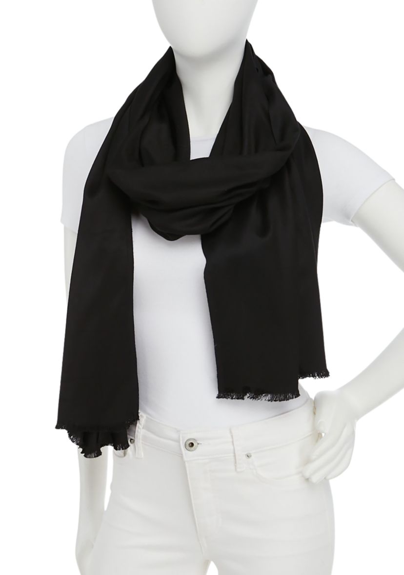 Satin Pashmina Self Fringe Scarf