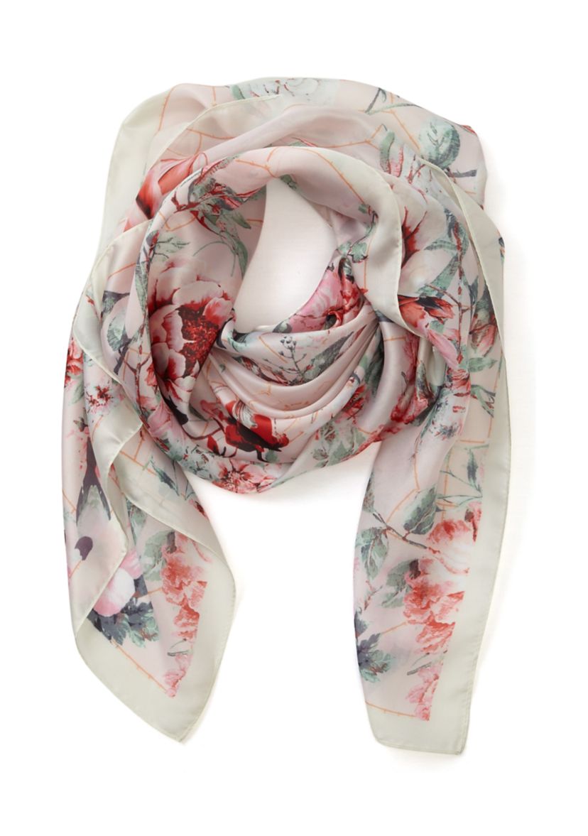 Botanical Printed Polyeser Square Scarf