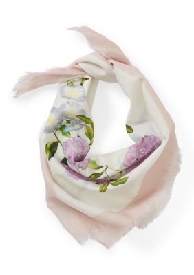 Vince Camuto Statement Floral Mini Square Scarf, Pink