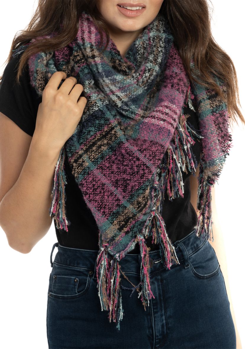 Womens Plaid Printed Triangle Scarf