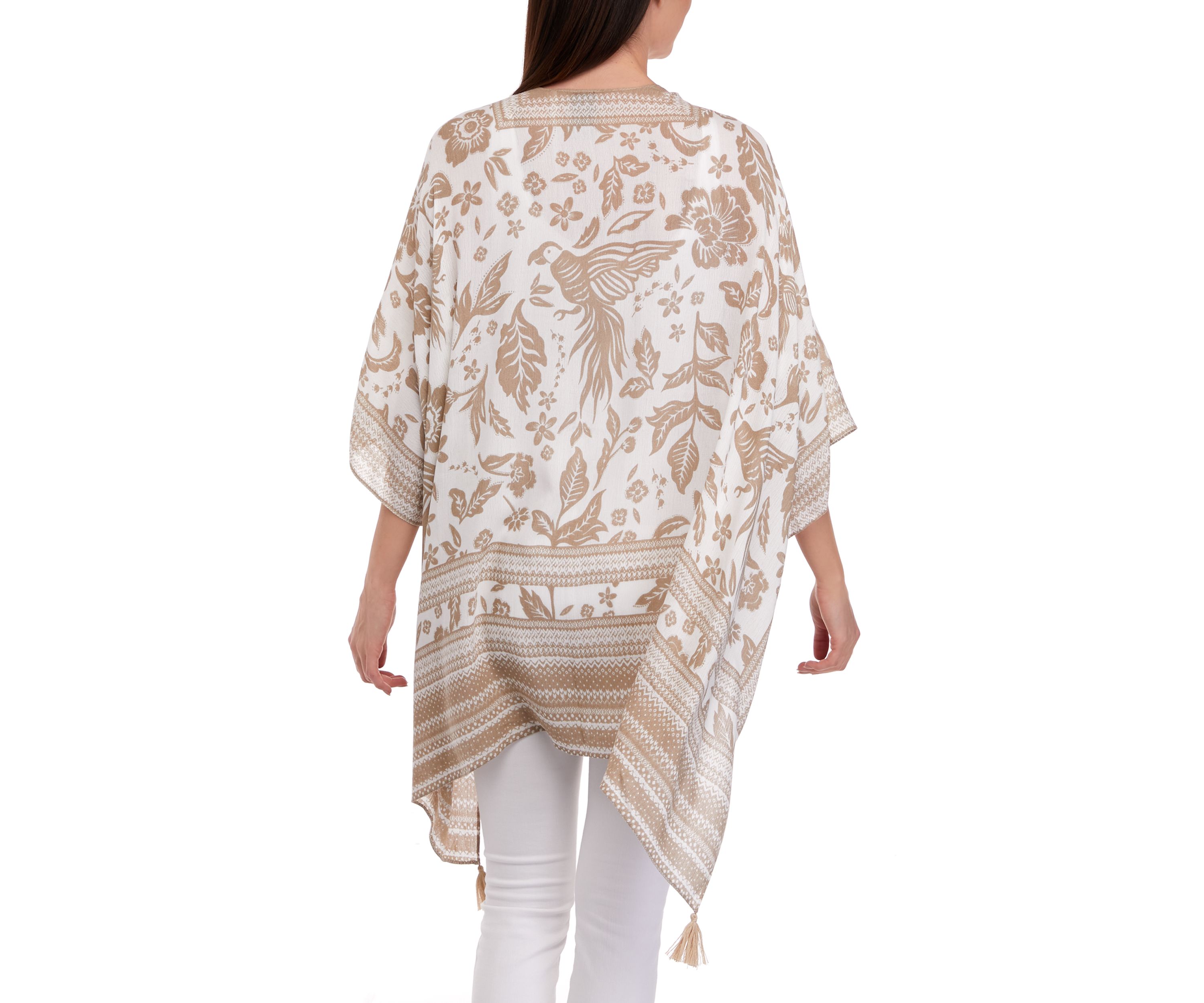 Womens Bird Floral Block Print Topper