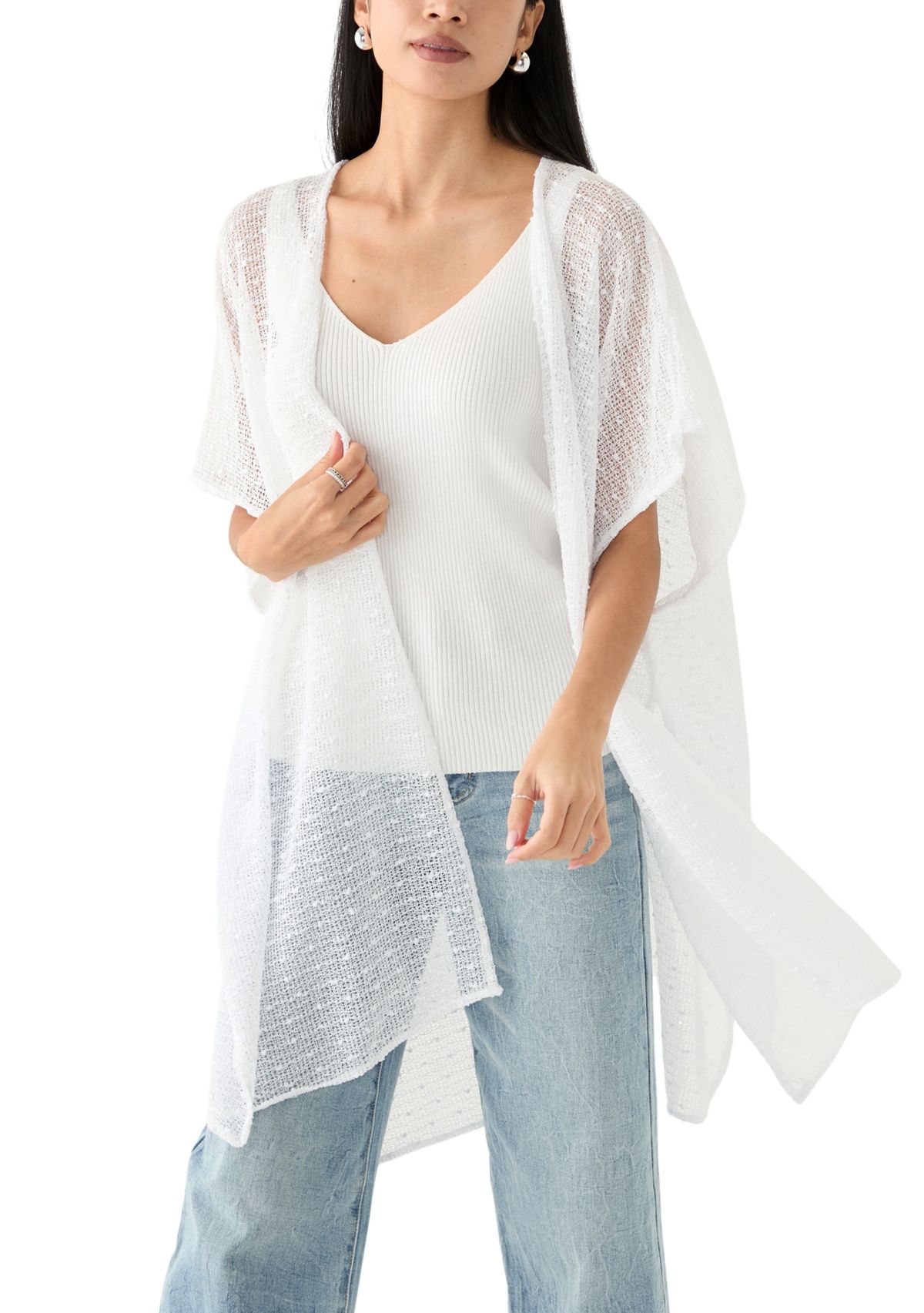 Womens Popcorn Duster with Smocked Back