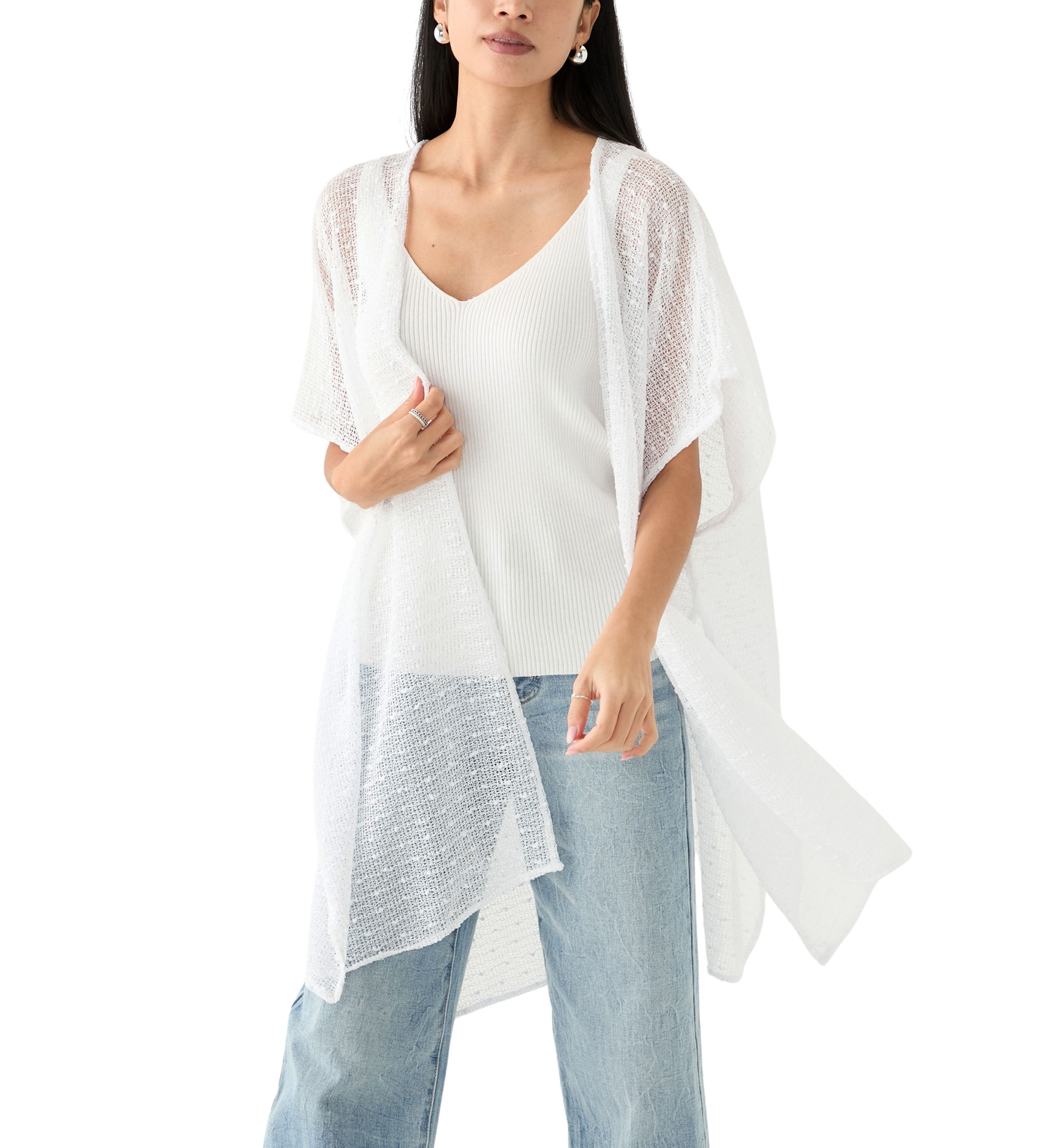 Womens Popcorn Duster with Smocked Back