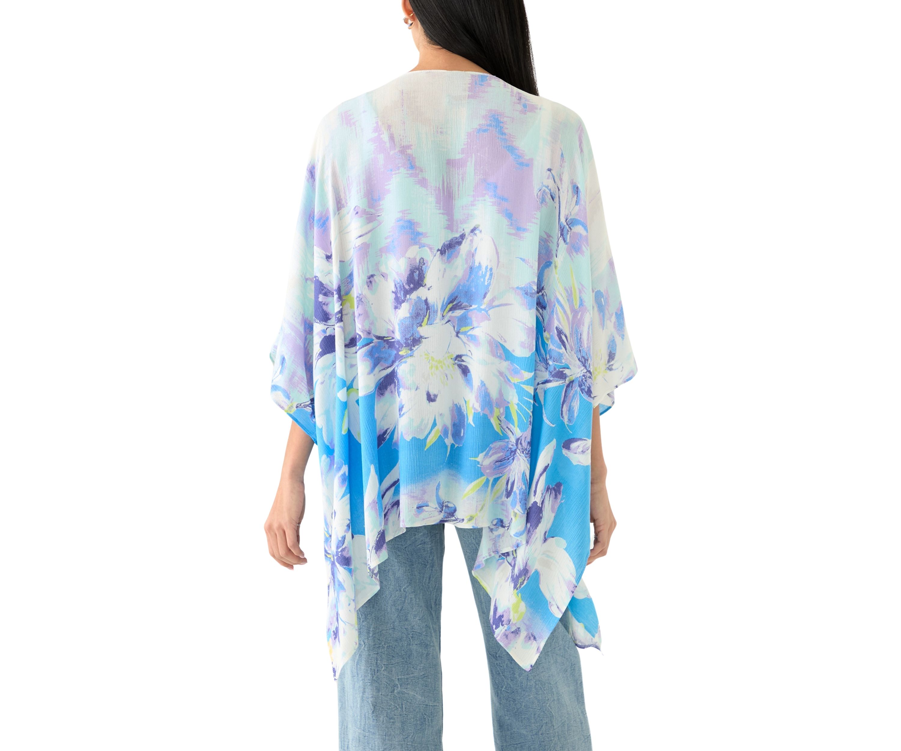 Womens Floral Ikat Printed Topper