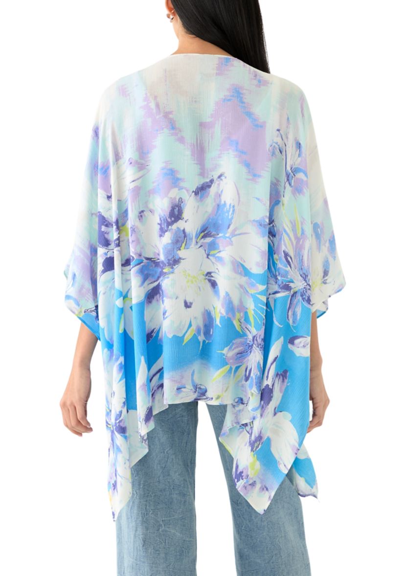 Womens Floral Ikat Printed Topper
