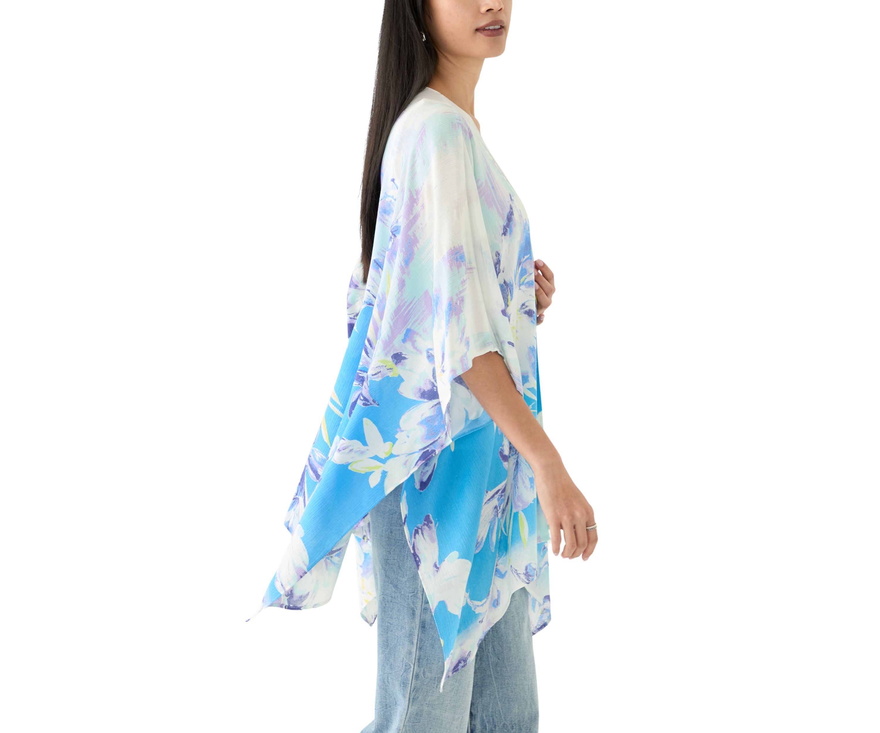 Womens Floral Ikat Printed Topper