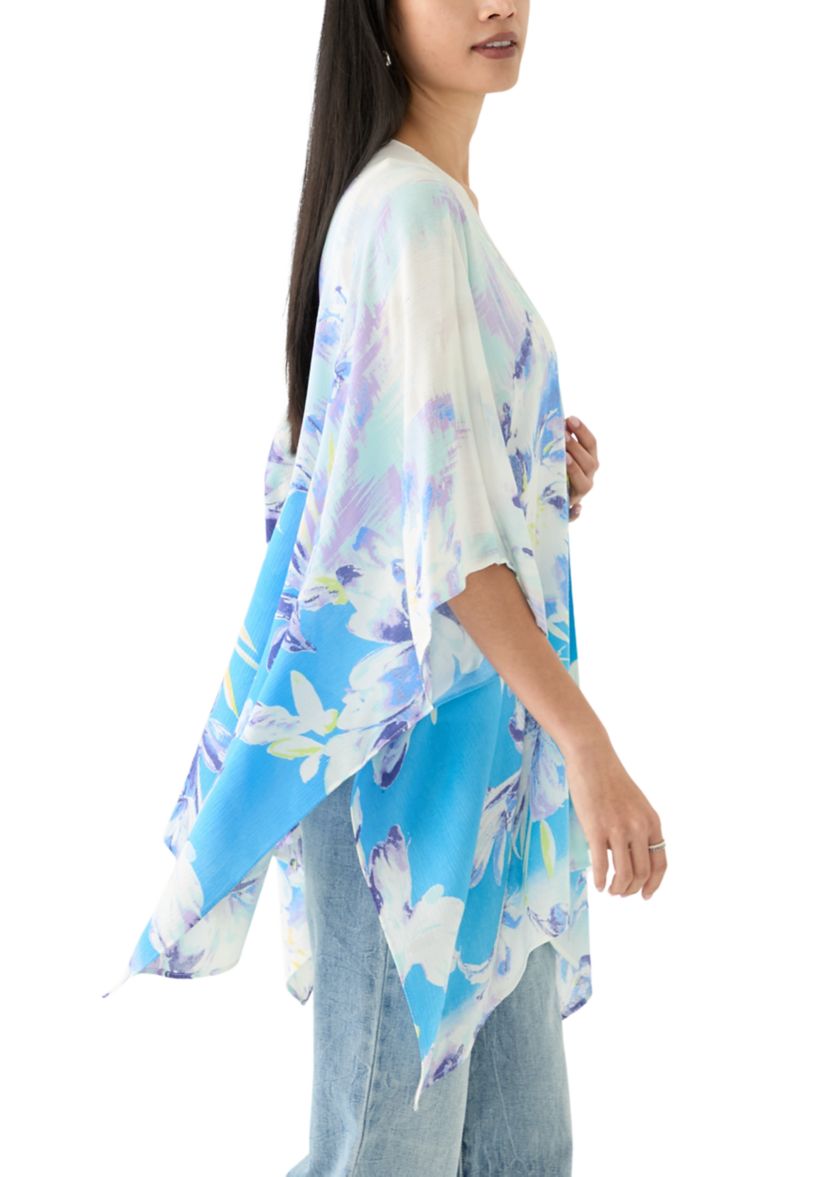 Womens Floral Ikat Printed Topper