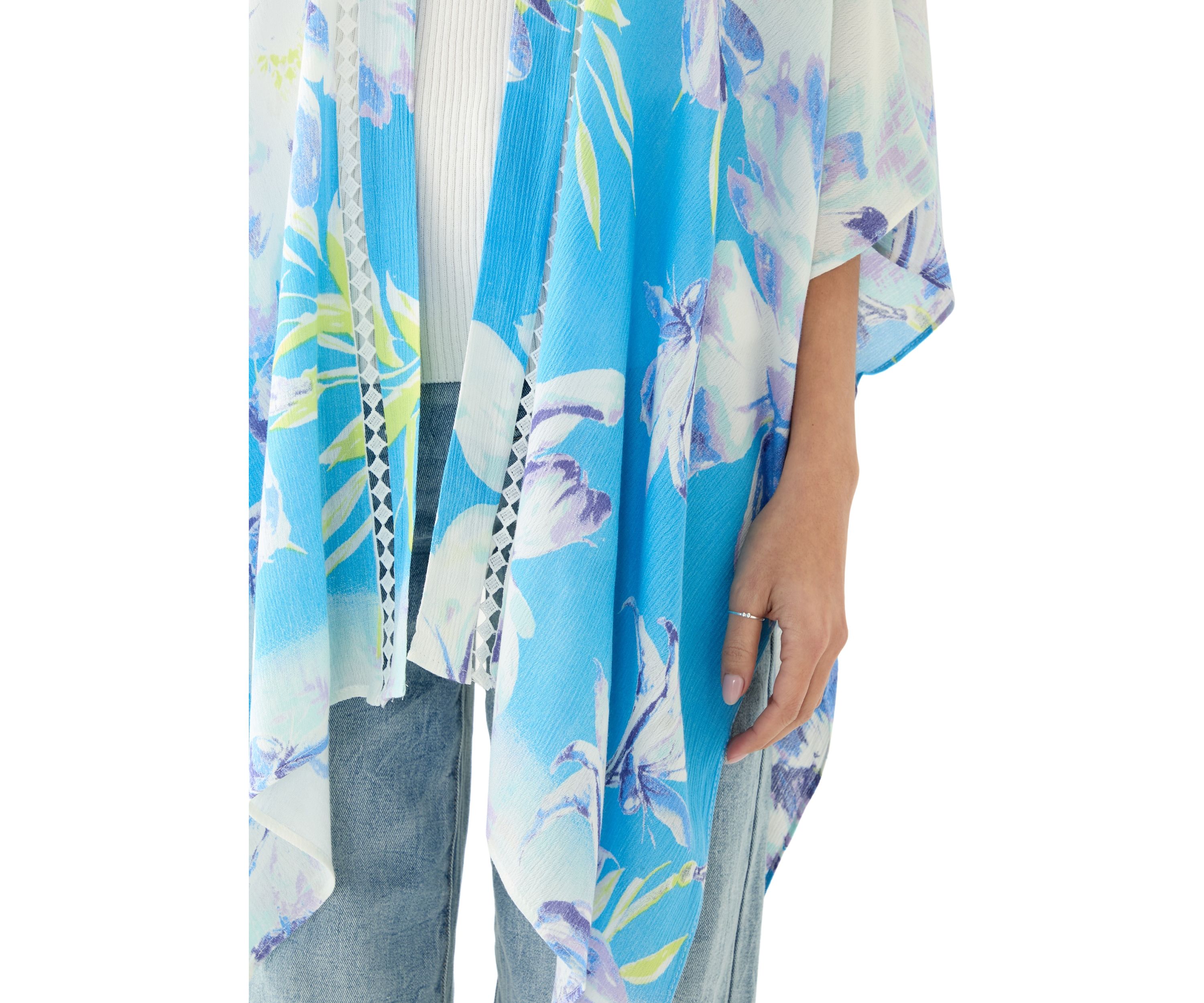 Womens Floral Ikat Printed Topper