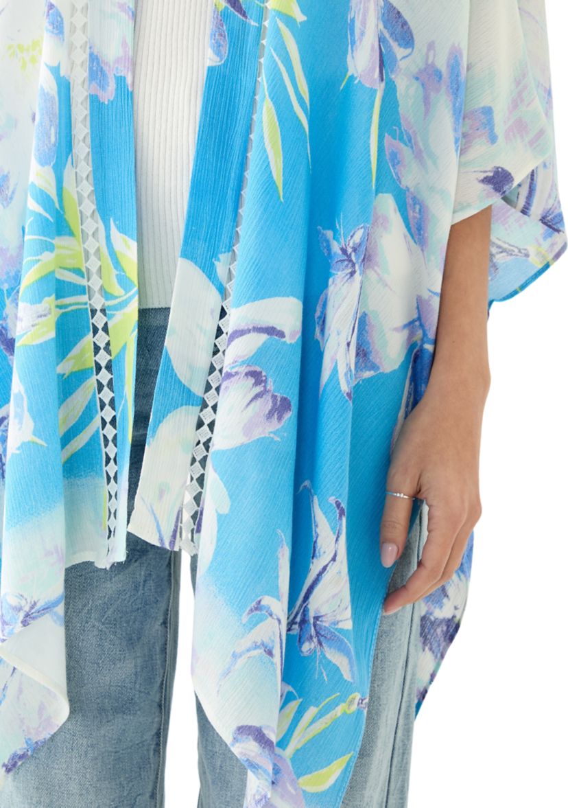 Womens Floral Ikat Printed Topper