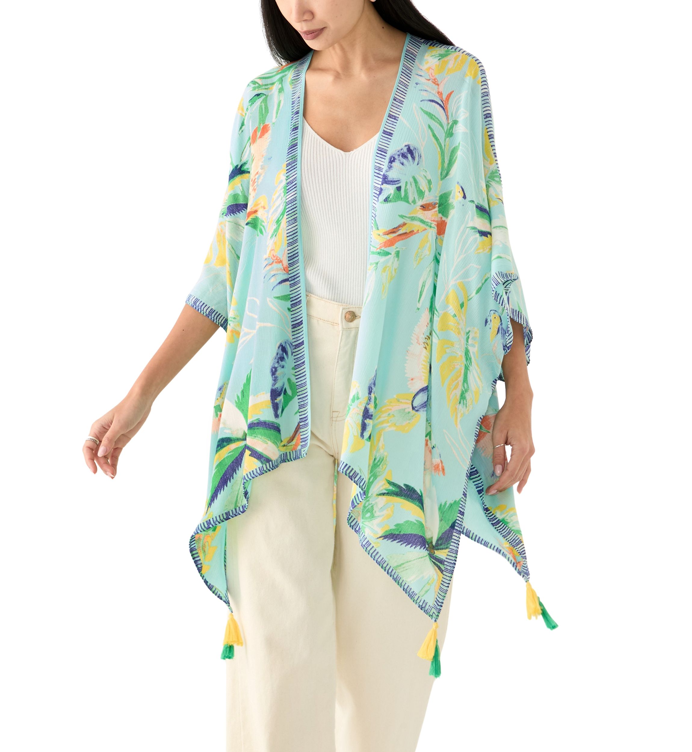 Tropical Bird Printed Crinkle Topper
