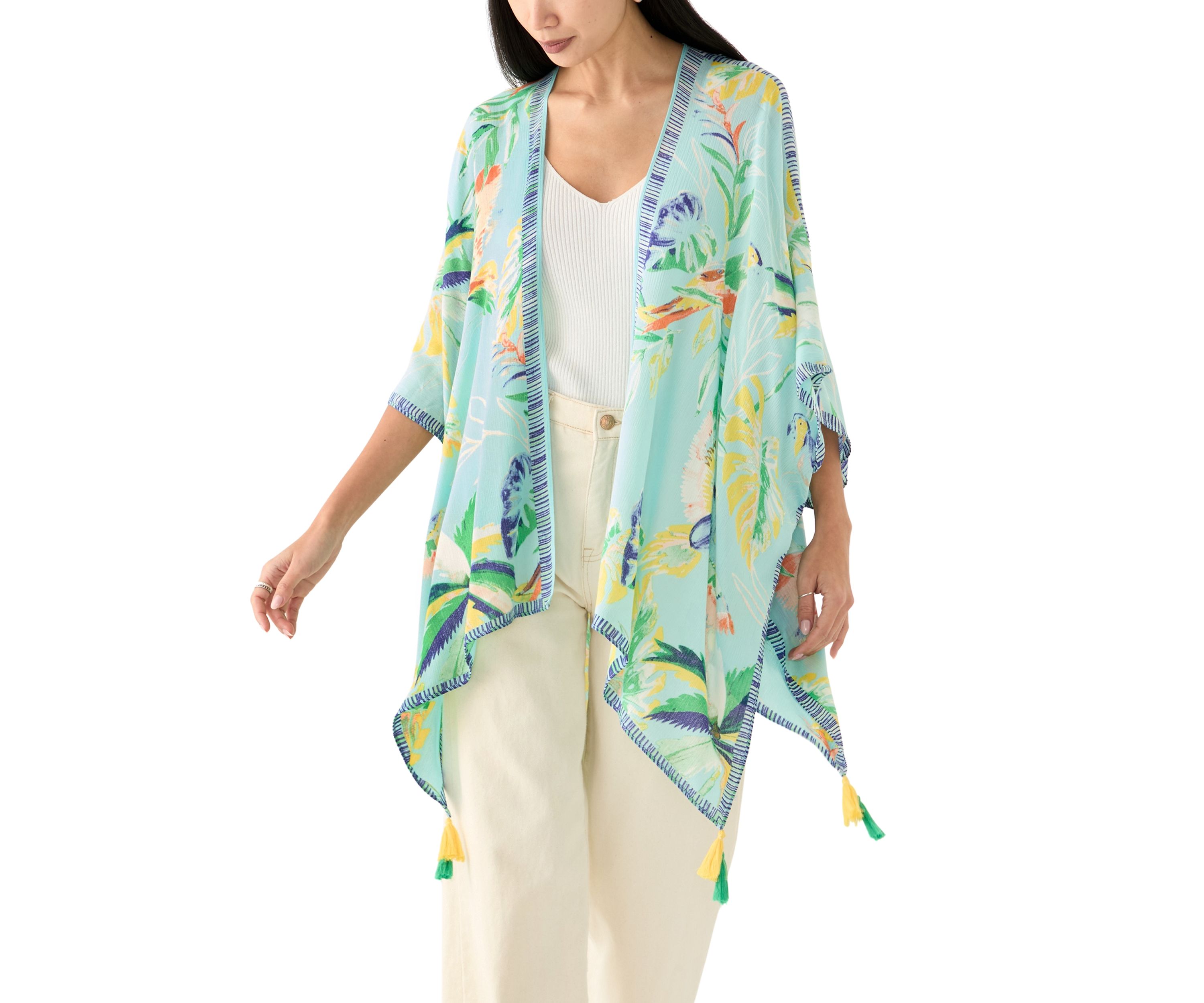 Tropical Bird Printed Crinkle Topper