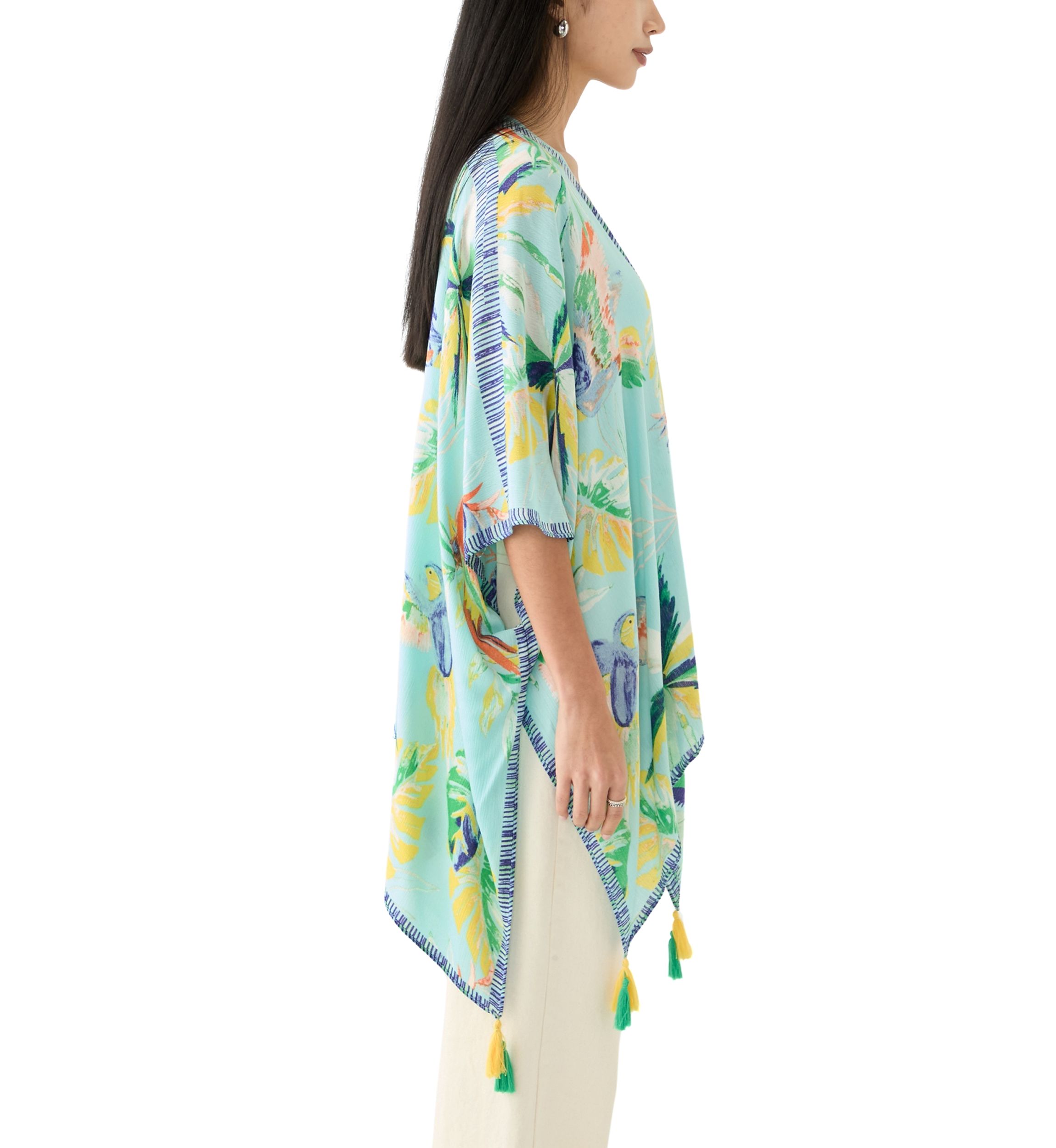 Tropical Bird Printed Crinkle Topper