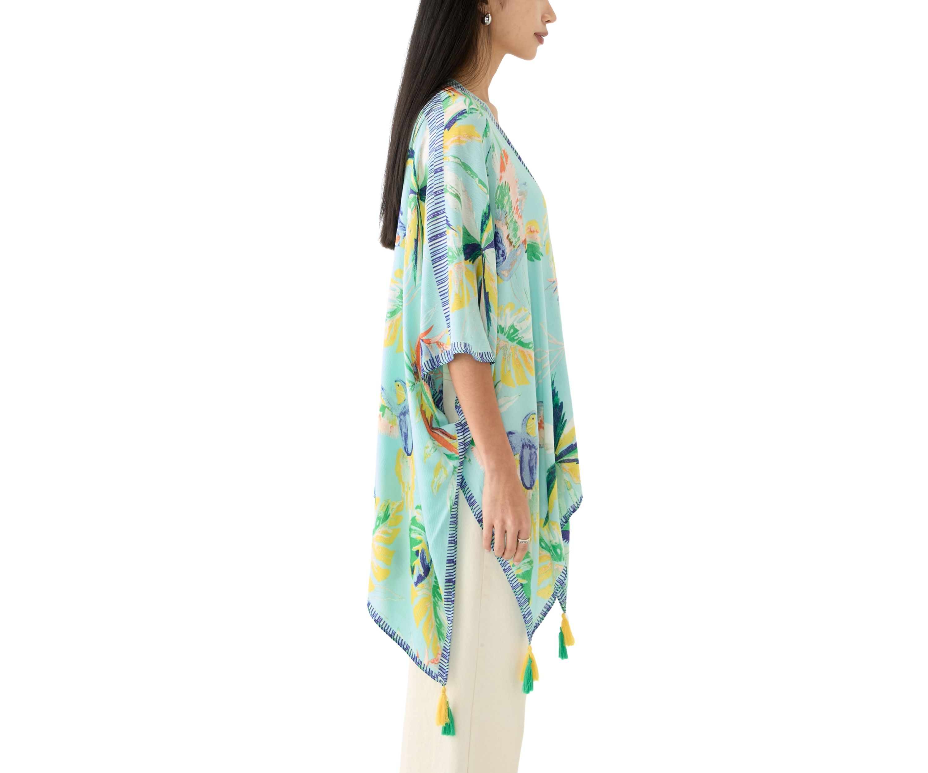 Tropical Bird Printed Crinkle Topper