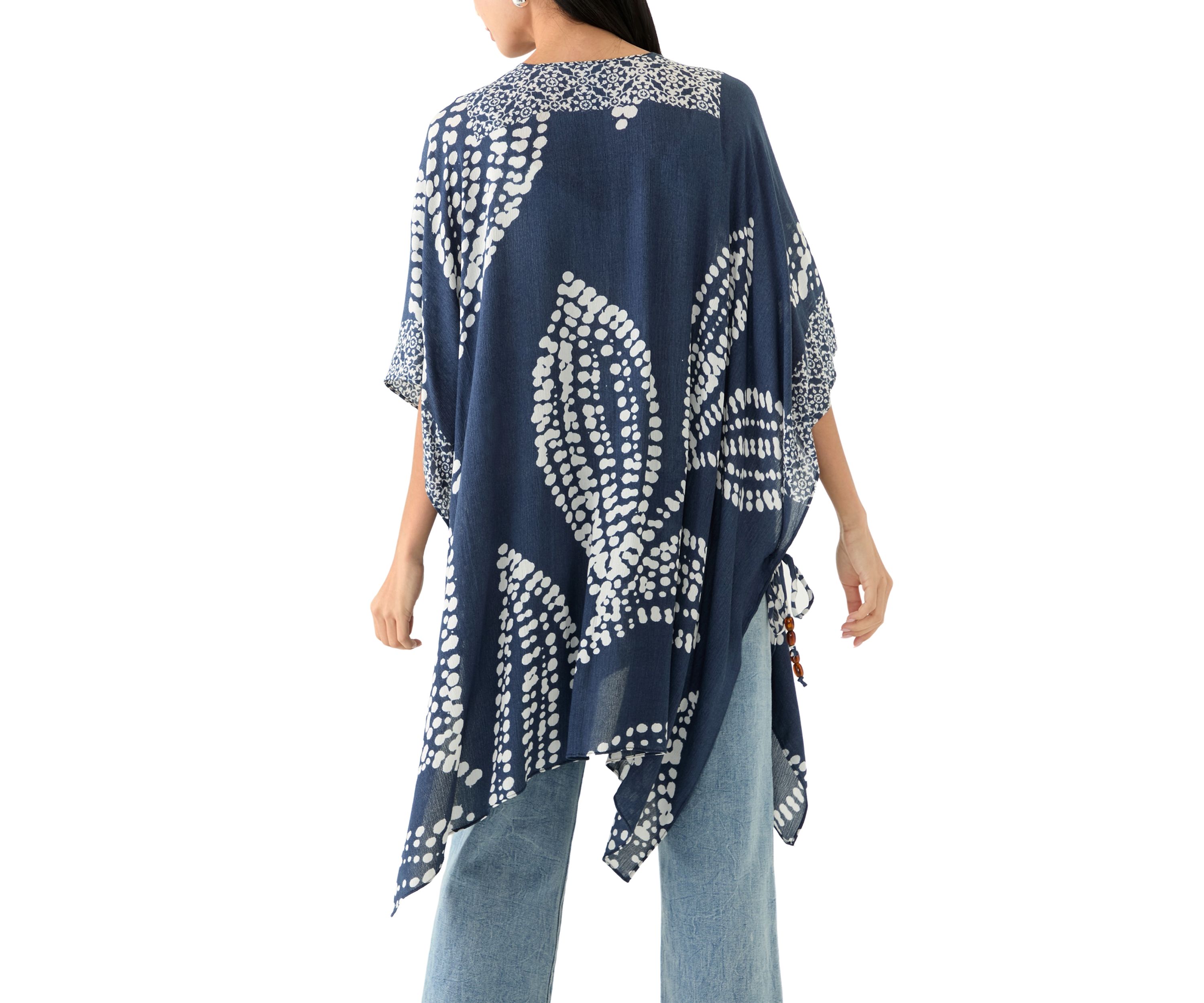 Abstract Leaf Printed Crinkle Duster