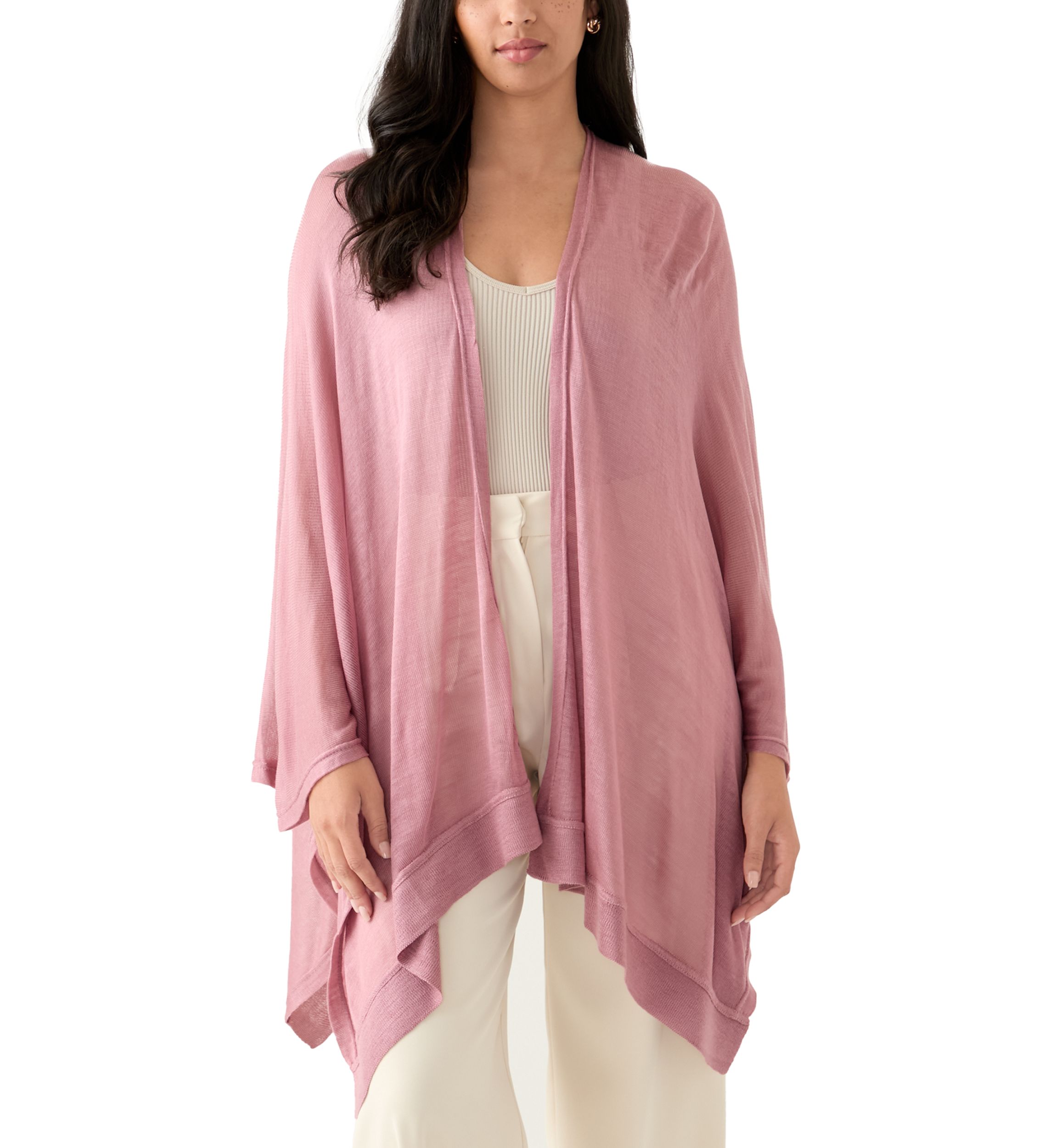 Womens Ribbed Lightweight Knit Topper