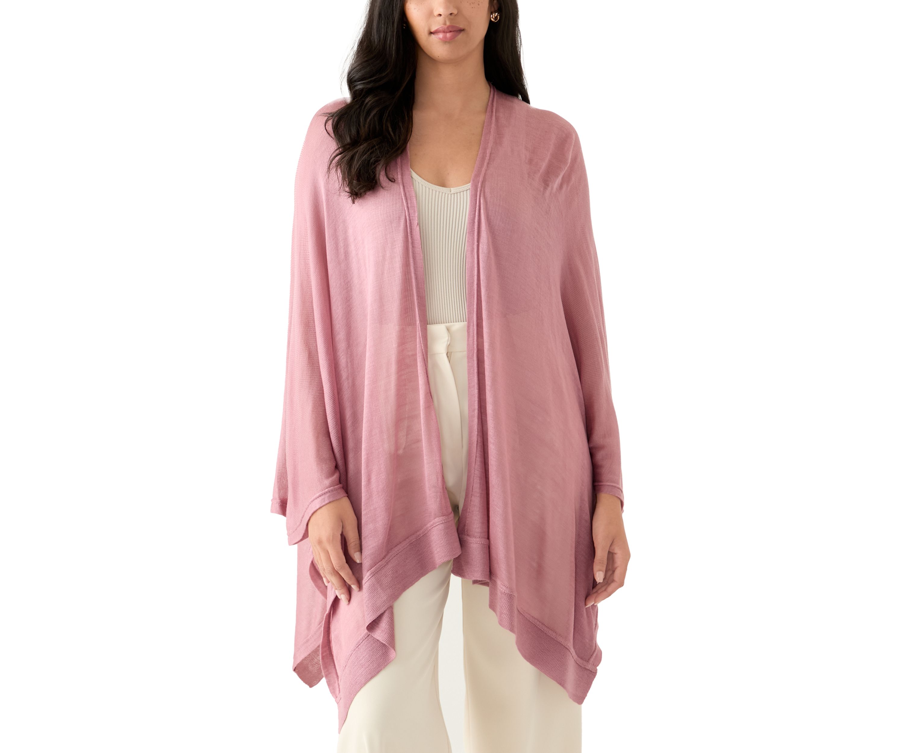 Womens Ribbed Lightweight Knit Topper
